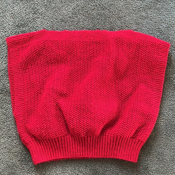 Vintage Hand-knitted Red Sweater Vest Large - Picture 2 of 3